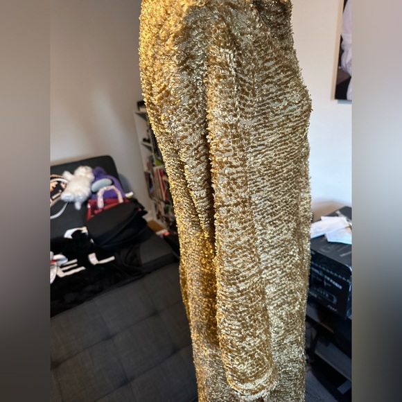 Vintage Luly K New York Caramel Brown Gold Button Cardigan Maxi Jacket Medium - Picture 9 of 11